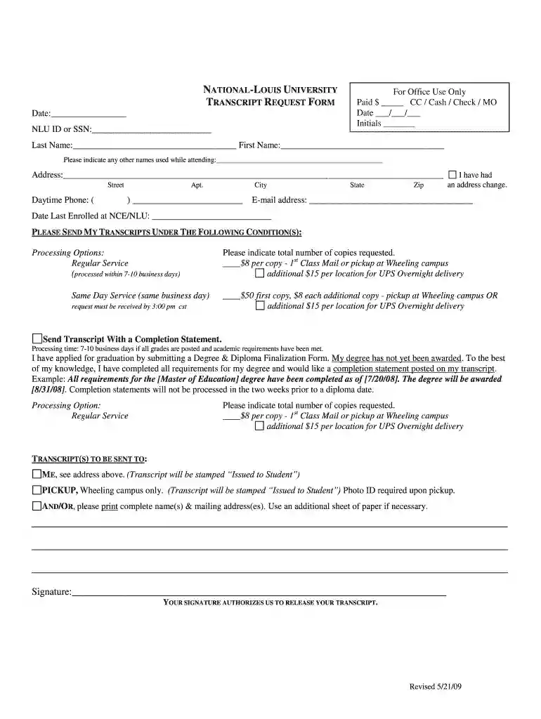 national louis university transcripts Preview on Page 1