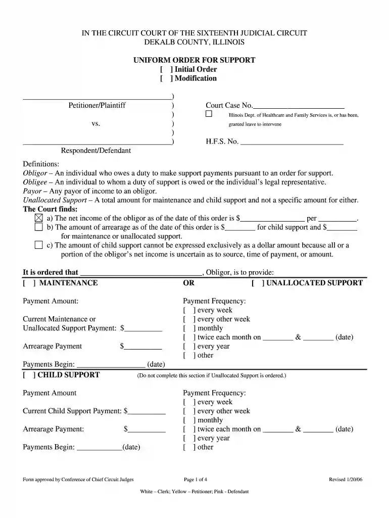 illinois uniform order for support Preview on Page 1