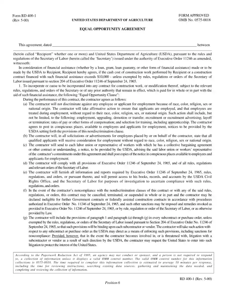usda agreement Preview on Page 1