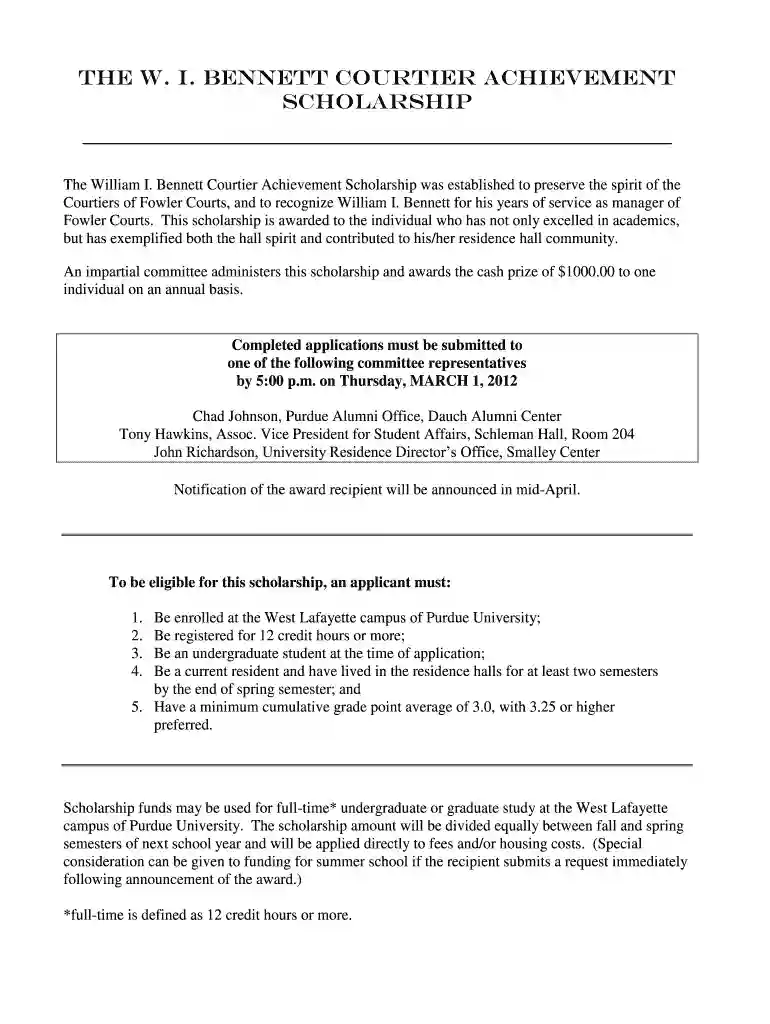 scholarship complete form Preview on Page 1