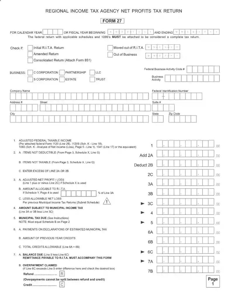 rita form 27 Preview on Page 1