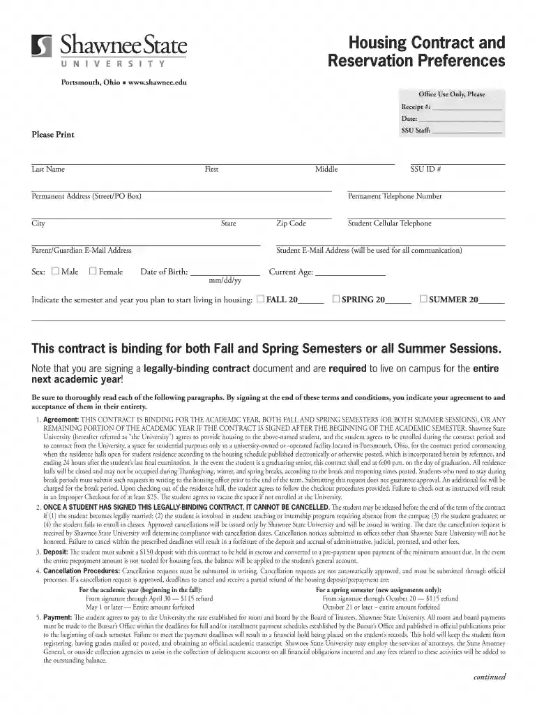 ohio university housing self service Preview on Page 1