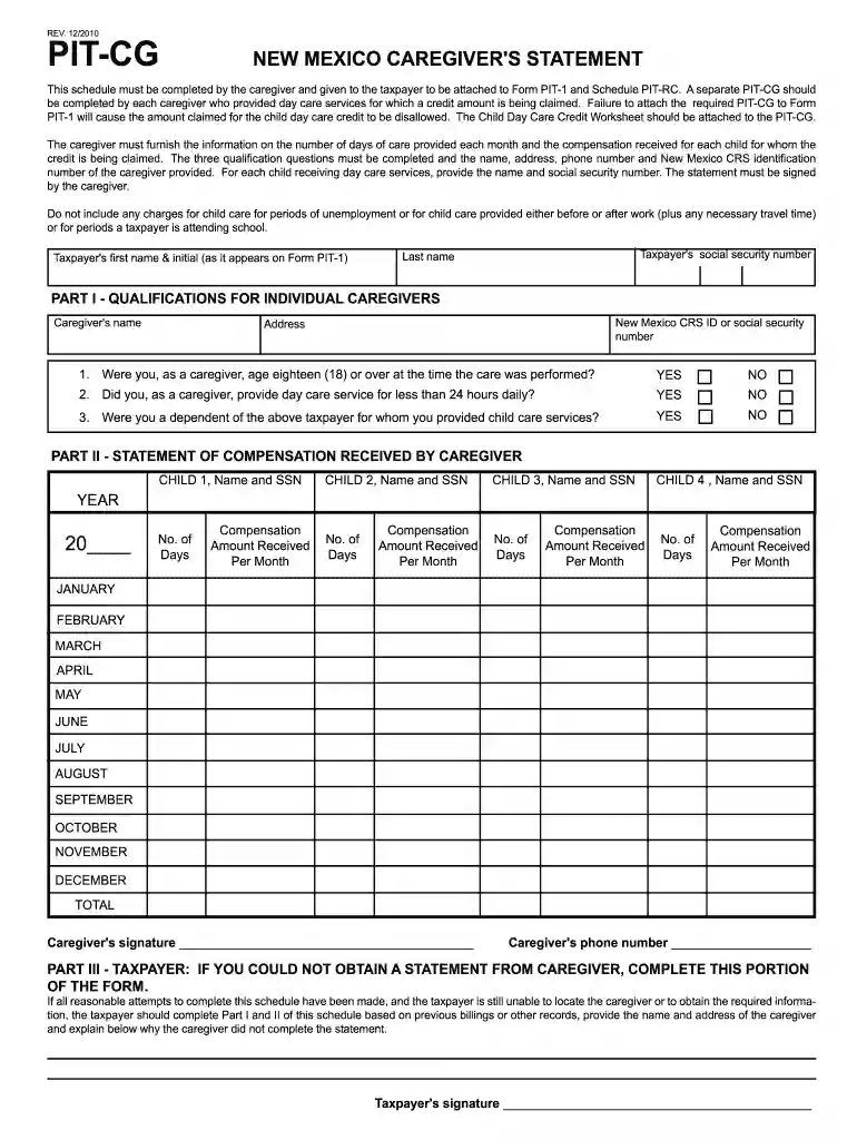 pit cg tax form 2010 Preview on Page 1