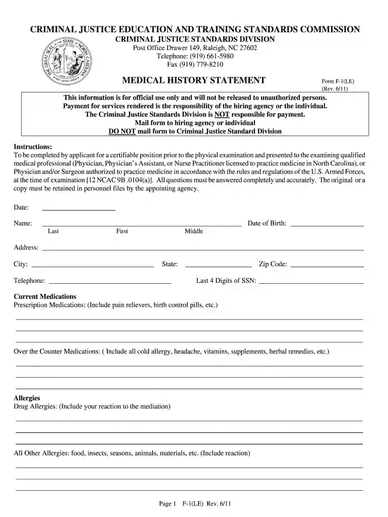 ncdoj forms Preview on Page 1