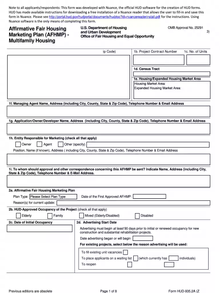 affirmative fair housing marketing plan form Preview on Page 1