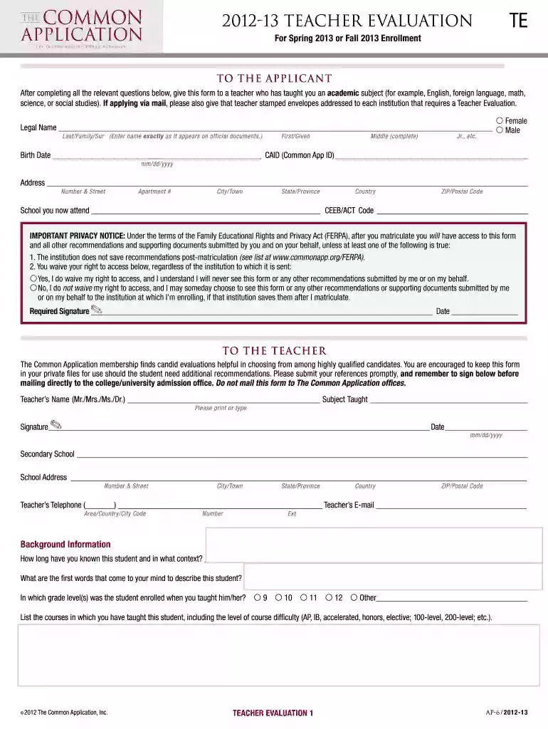 common app recommendation letters Preview on Page 1