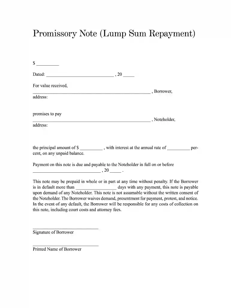 free printable promissory note pdf Preview on Page 1