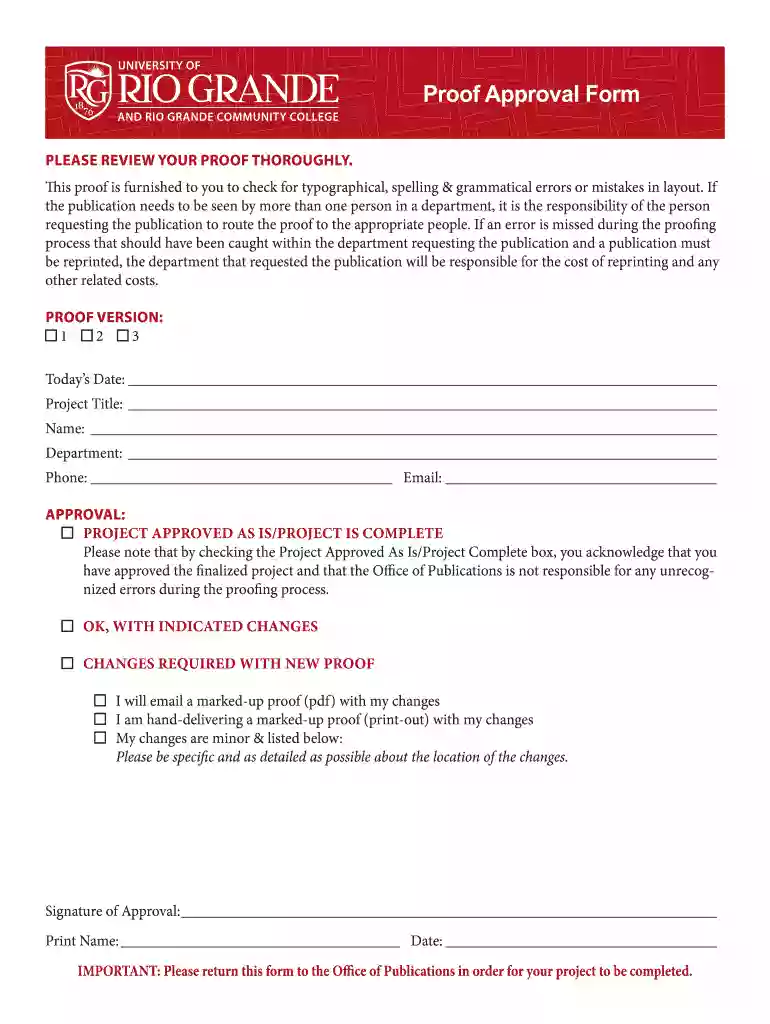 printing proof approval form Preview on Page 1