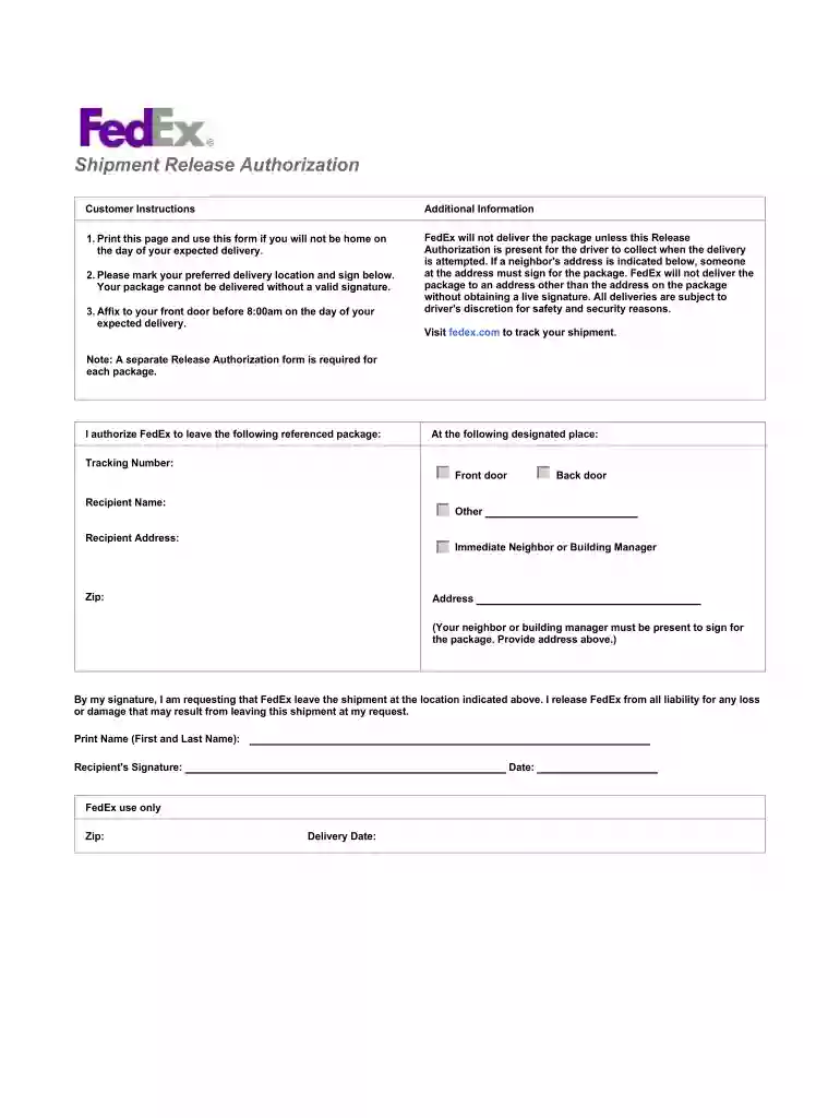 fedex door tag Preview on Page 1