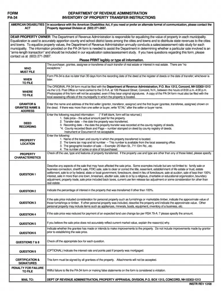 nh pa 34 form 2008 Preview on Page 1