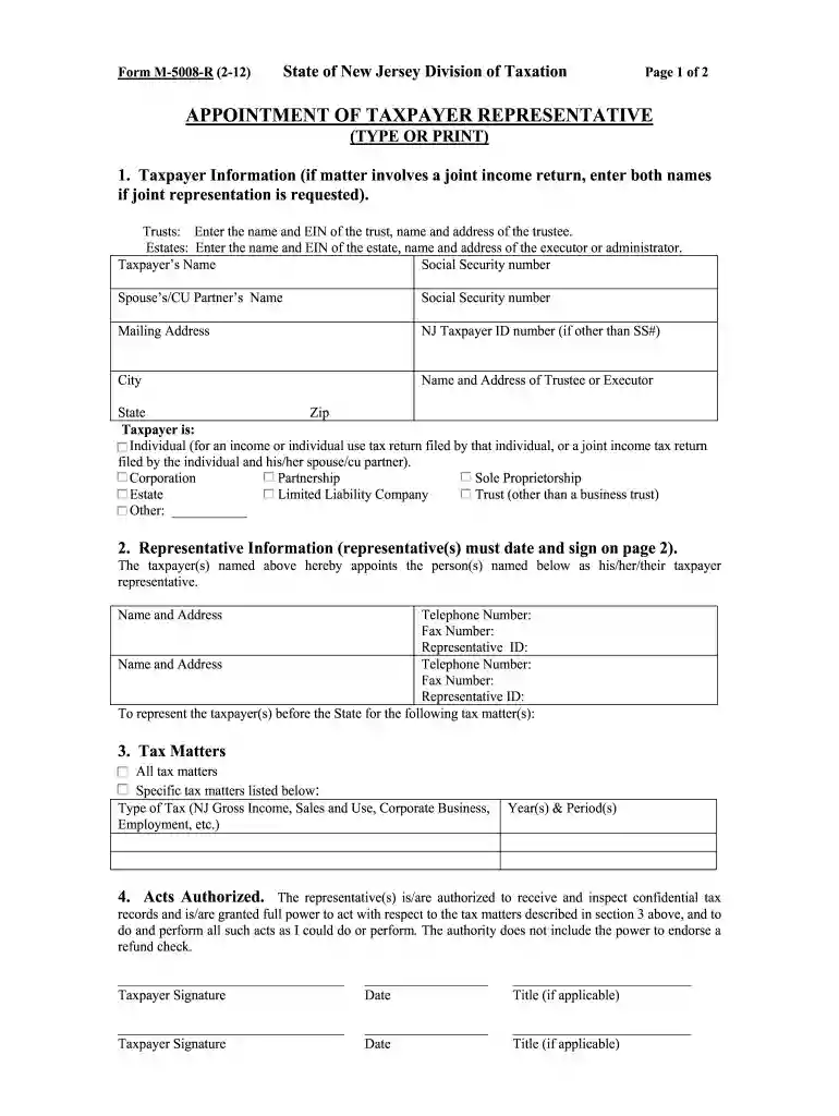 form m 5008 r 2012 Preview on Page 1