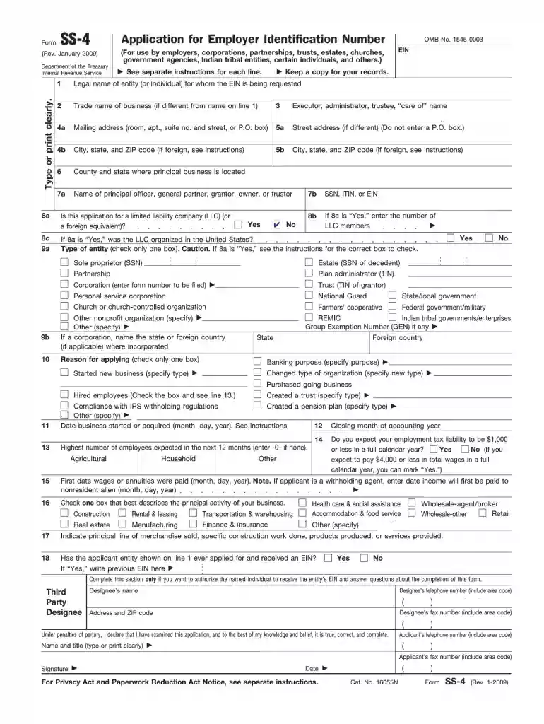 ss4 form example Preview on Page 1