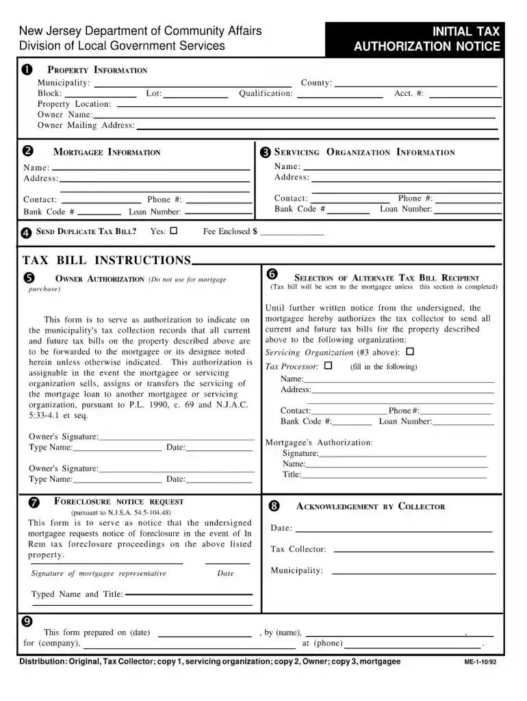 initial tax authorization notice nj Preview on Page 1