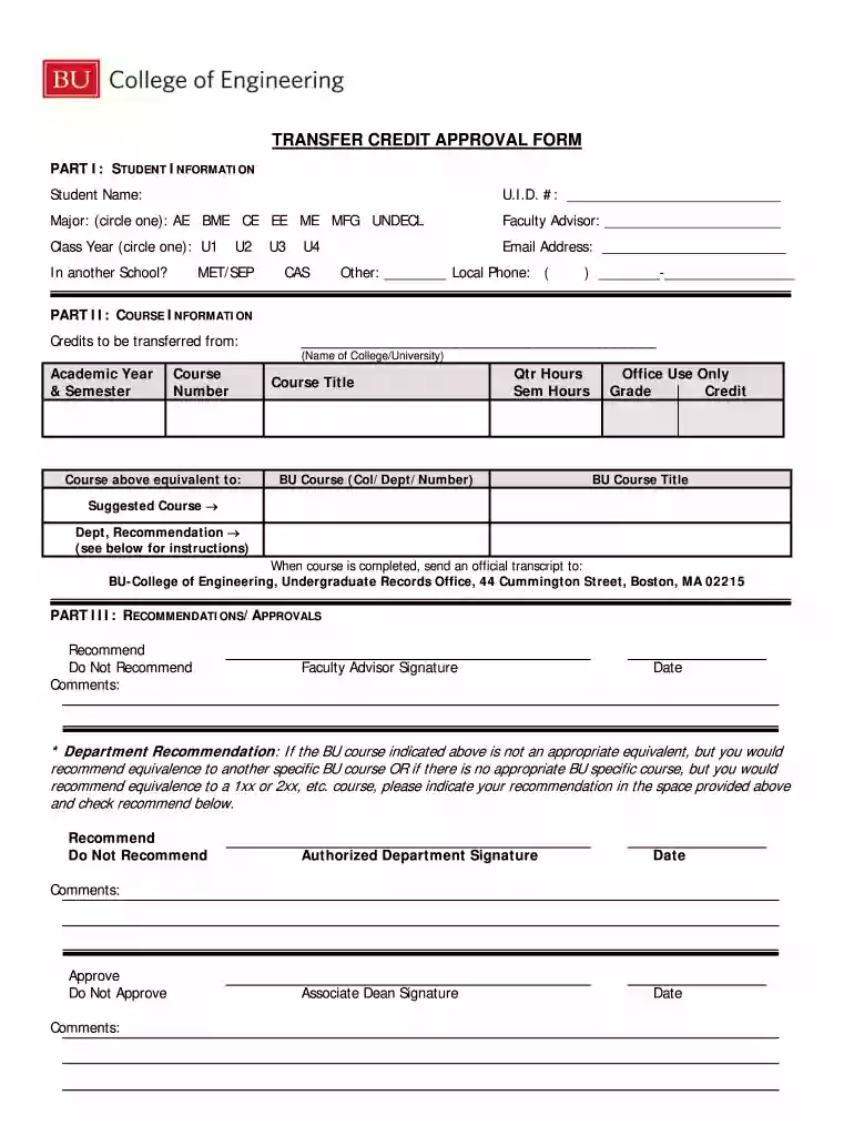 boston college transfer application Preview on Page 1