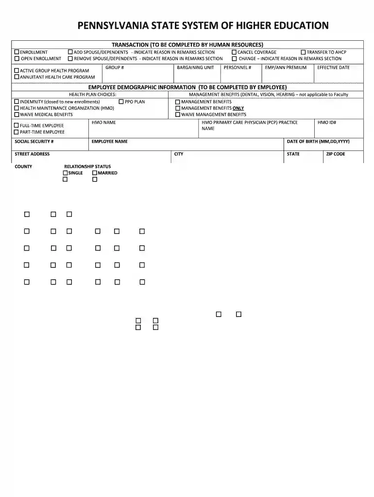 pa enrollment change form Preview on Page 1