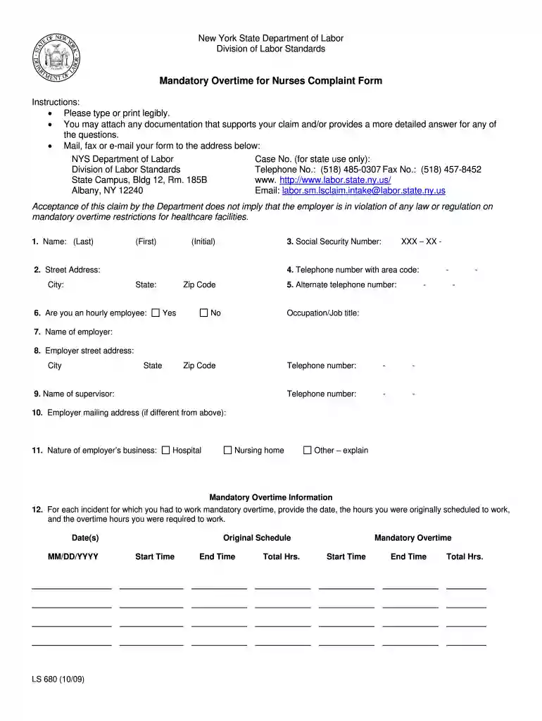 mandatory overtime complaint Preview on Page 1