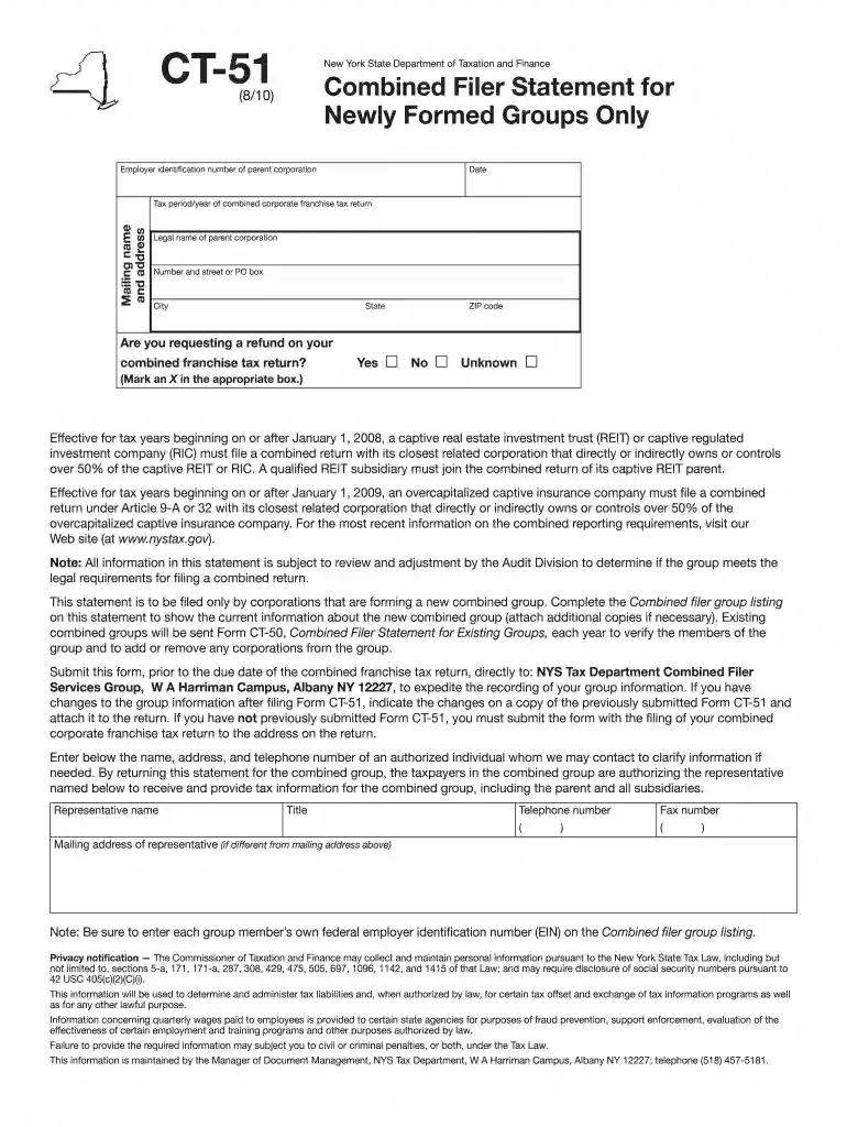 fill in form ct 51 2010 Preview on Page 1