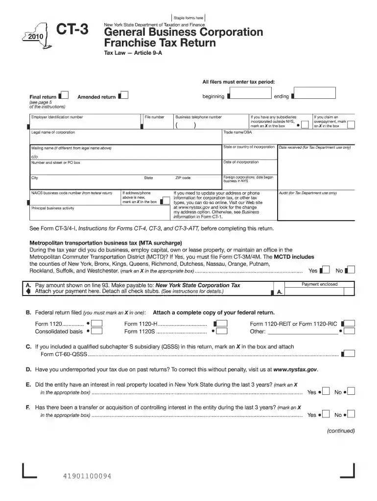 fill in 2010 form ct 3 Preview on Page 1