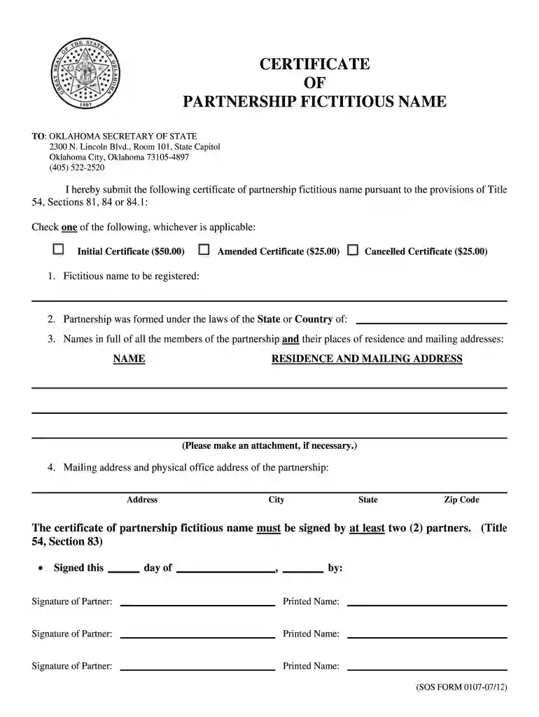 fictitious name certificate Preview on Page 1