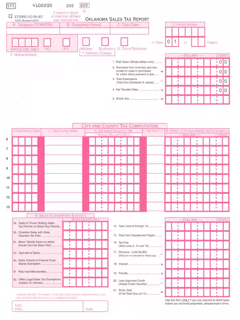 oklahoma sales tax form Preview on Page 1