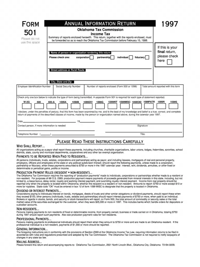 form 501 Preview on Page 1