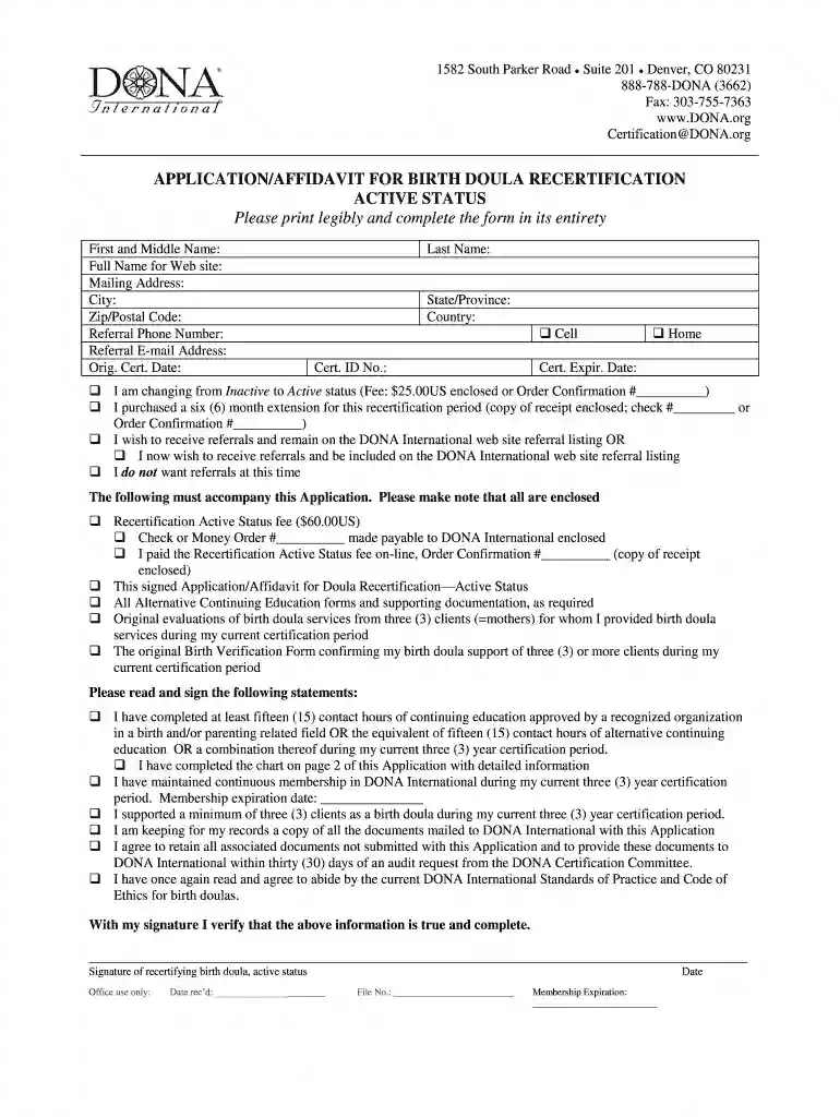 affidavit birth status Preview on Page 1