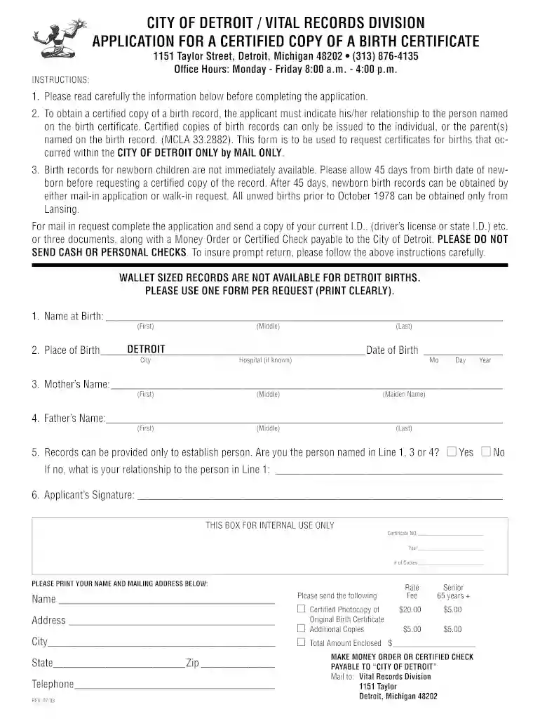 michigan birth certificate template Preview on Page 1