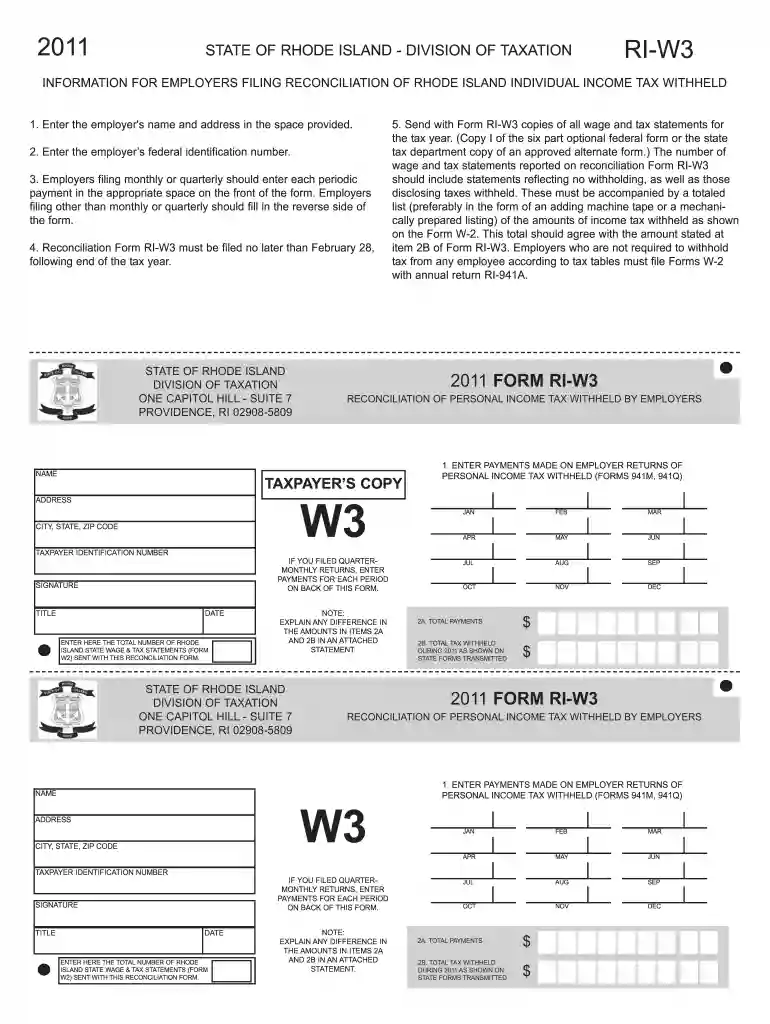 w3 2011 form Preview on Page 1