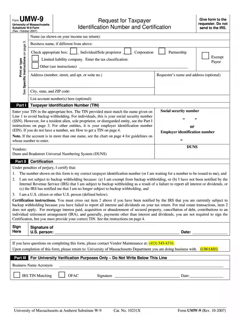 w9 2007 form Preview on Page 1