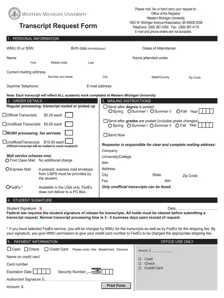 wmu transcripts Preview on Page 1