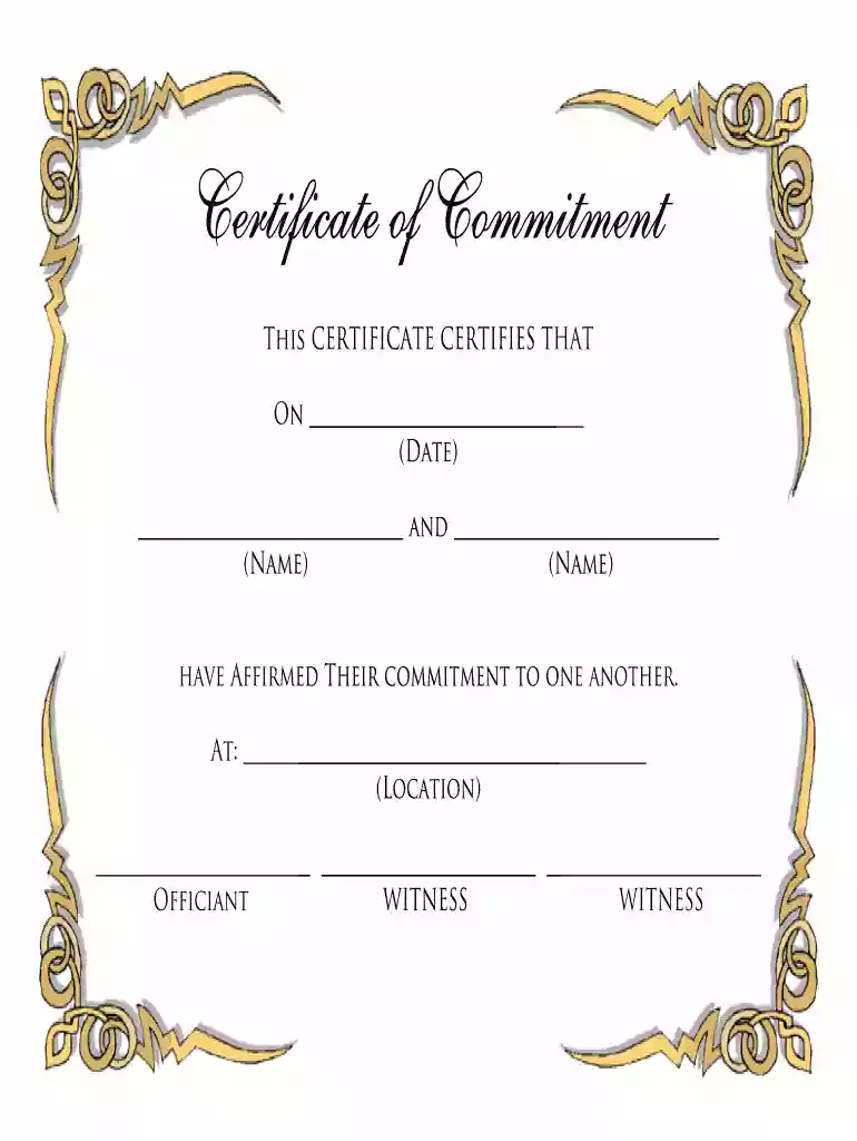 Free Certificate of Commitment Printable Ceremony Gold Free Certificate of Commitment Printable Cere Preview on Page 1