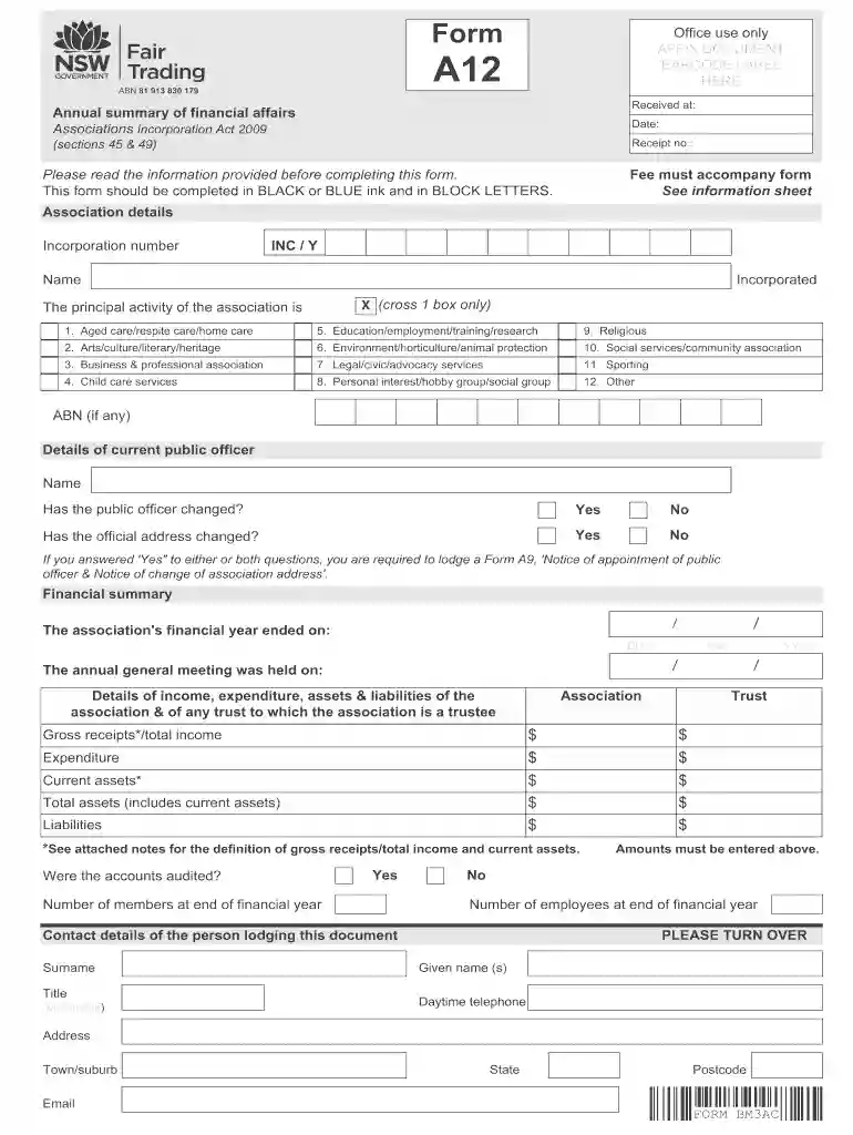 act form a12 Preview on Page 1