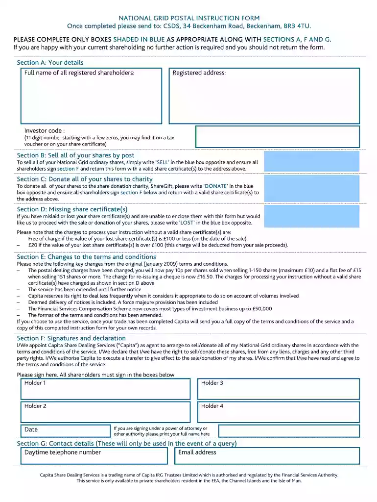 national grid postal Preview on Page 1