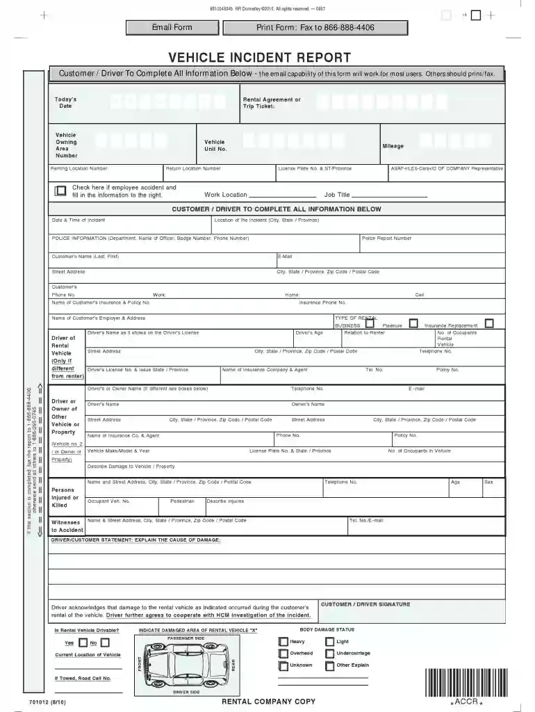 vehicle incident report Preview on Page 1