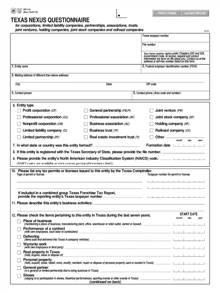 ap 114 2007 form Preview on Page 1