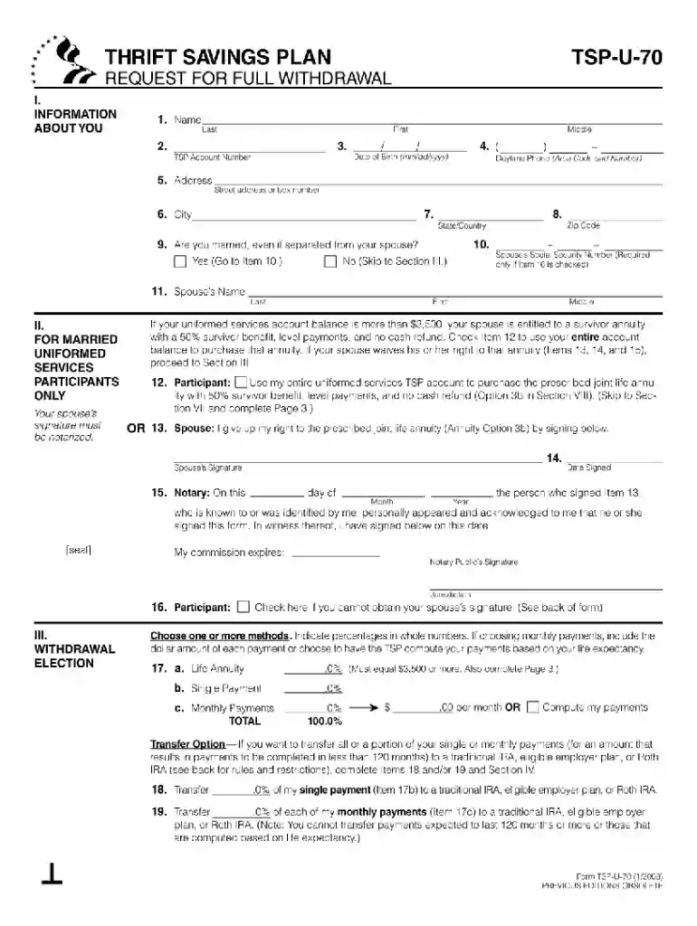 tsp u 70 2008 form Preview on Page 1