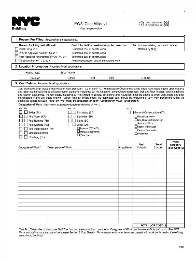 pw3 form Preview on Page 1