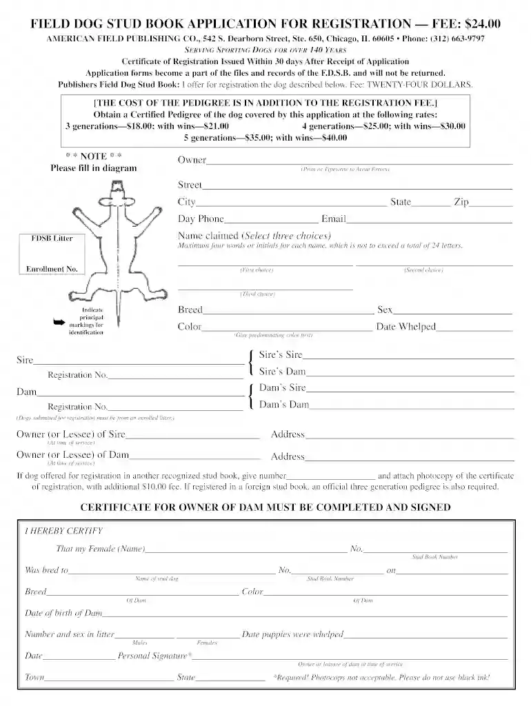 field dog stud book registration Preview on Page 1
