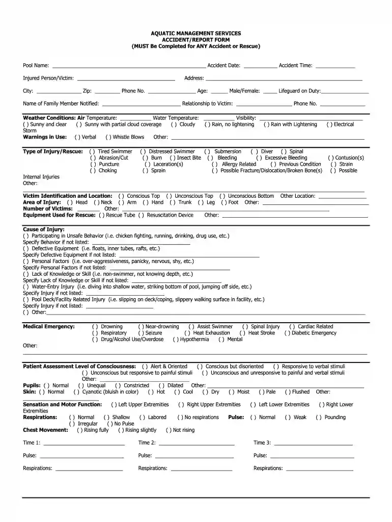 lifeguard incident report Preview on Page 1