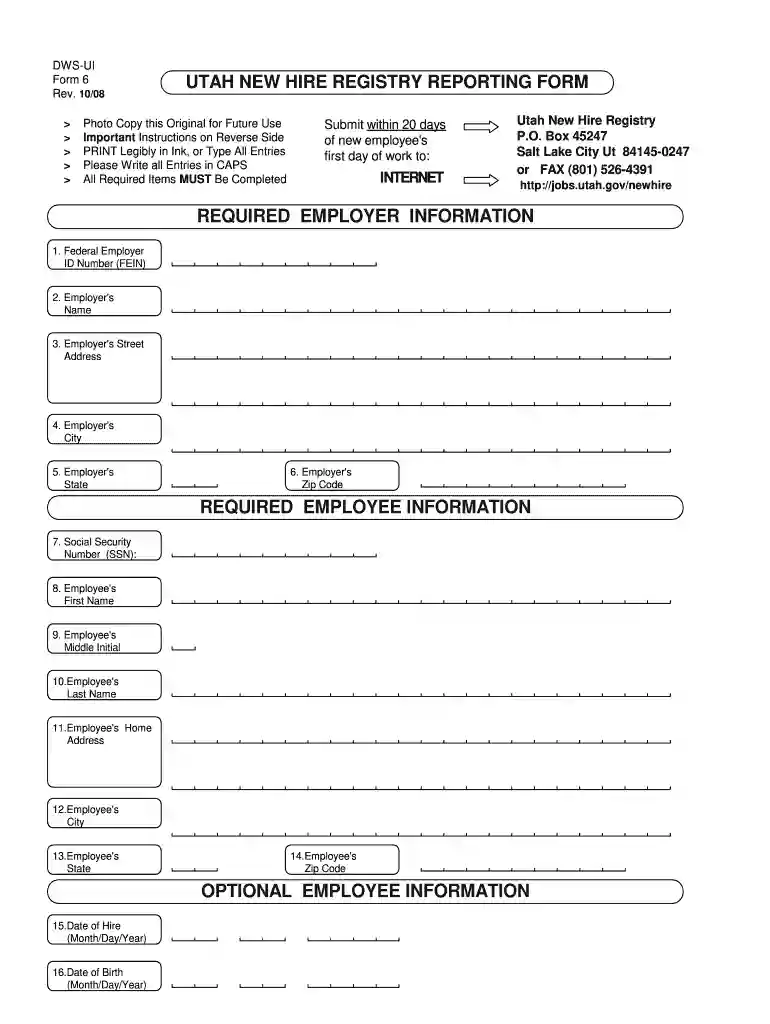 utah new hire registry Preview on Page 1