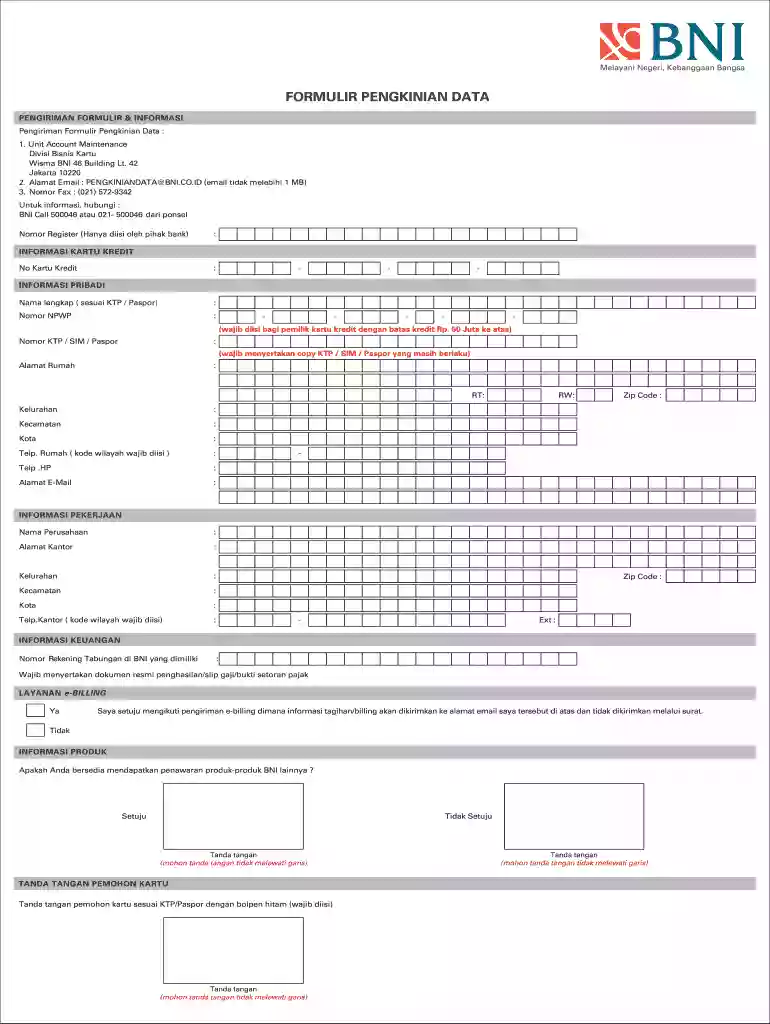 alamat email perubahan data kartu kredit bni Preview on Page 1