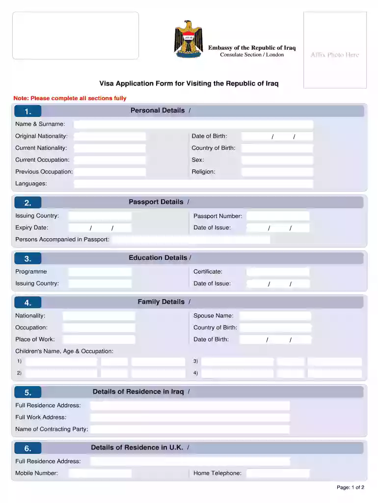 iraq visa application online Preview on Page 1
