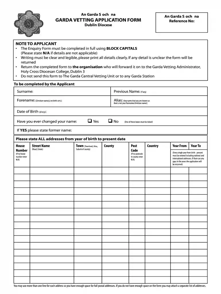 garda vetting form Preview on Page 1