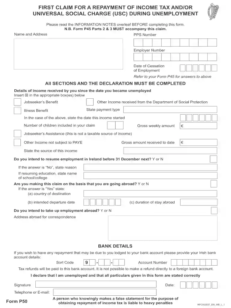 p50 form ireland Preview on Page 1