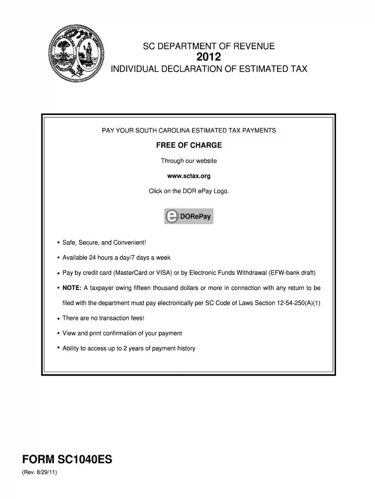 sc1040es 2012 form Preview on Page 1