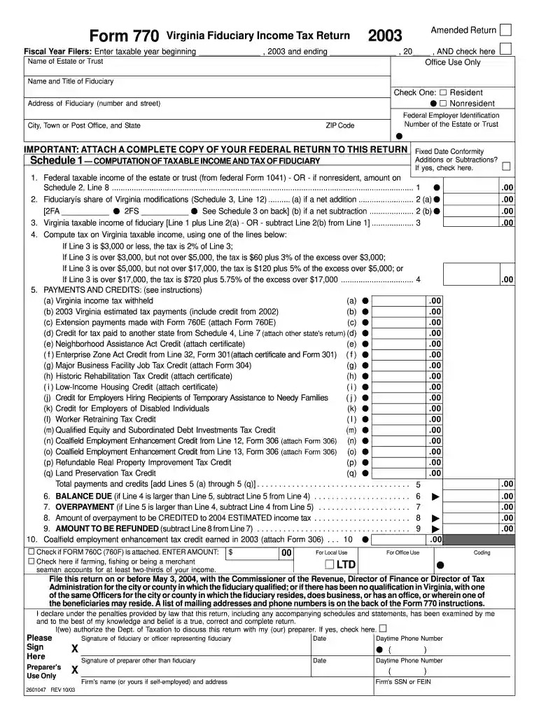 virginia form 770 Preview on Page 1