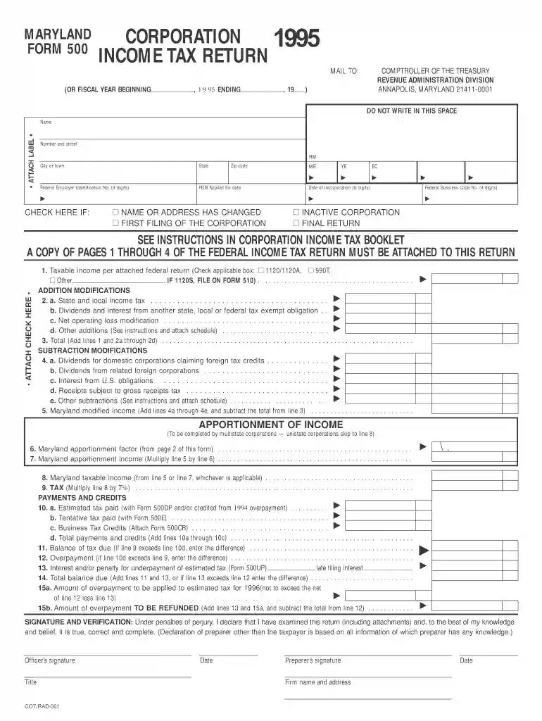 maryland form 500 instructions Preview on Page 1