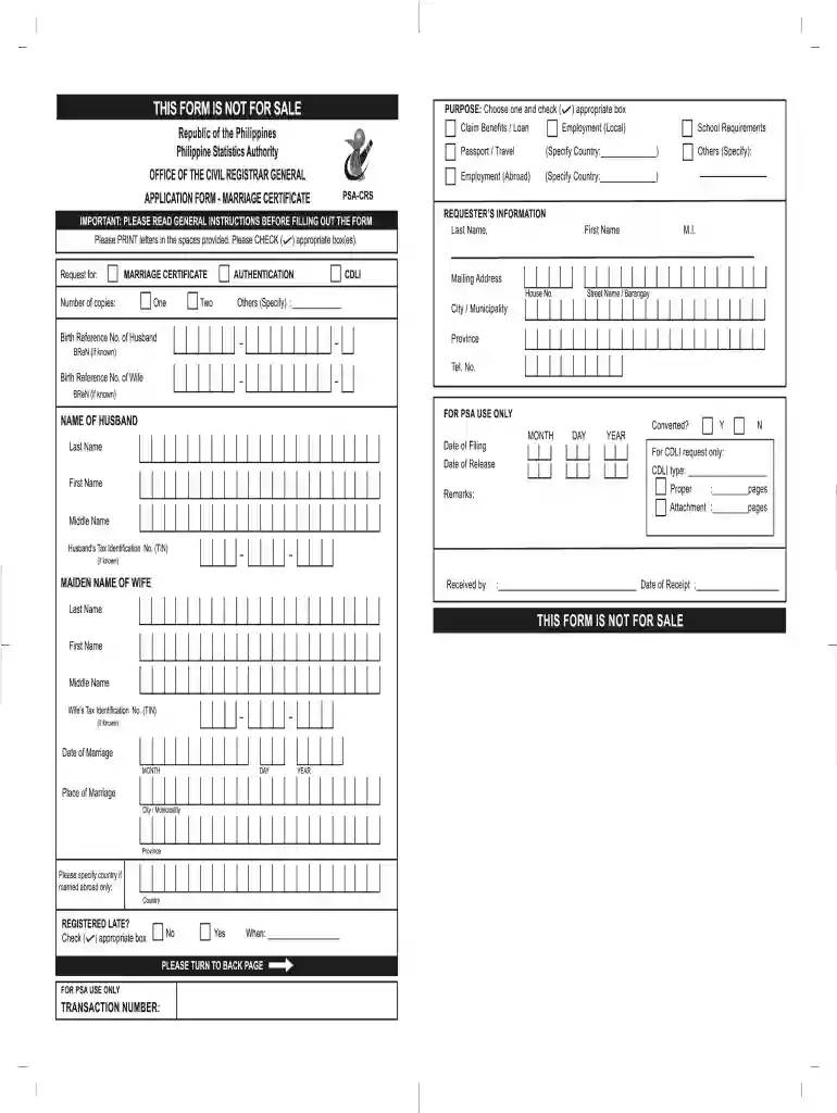 marriage license application form online philippines Preview on Page 1