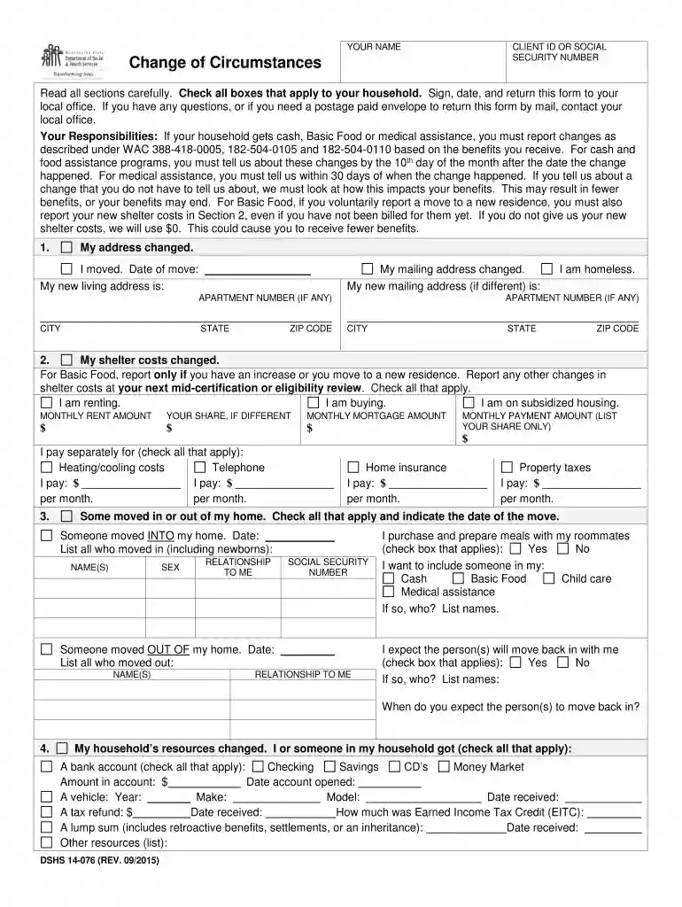 dshs address change Preview on Page 1