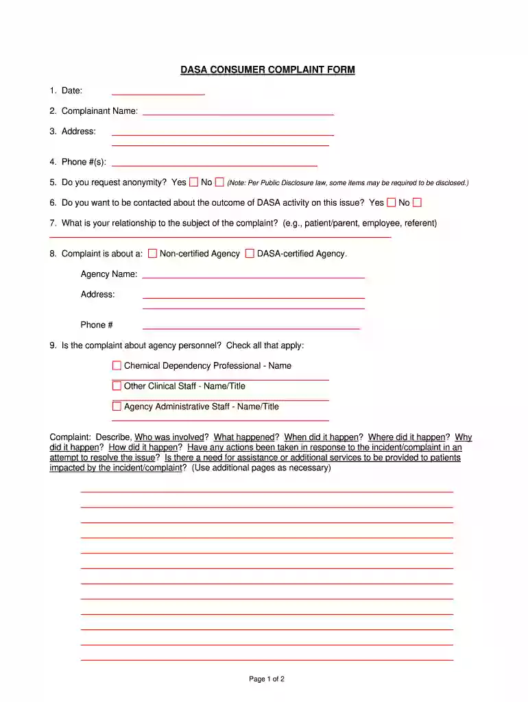 dasa complaint Preview on Page 1